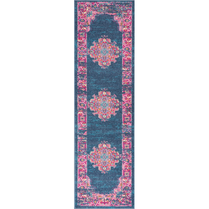 Mercury Row® Abbate Oriental Navy Blue/Pink Area Rug & Reviews